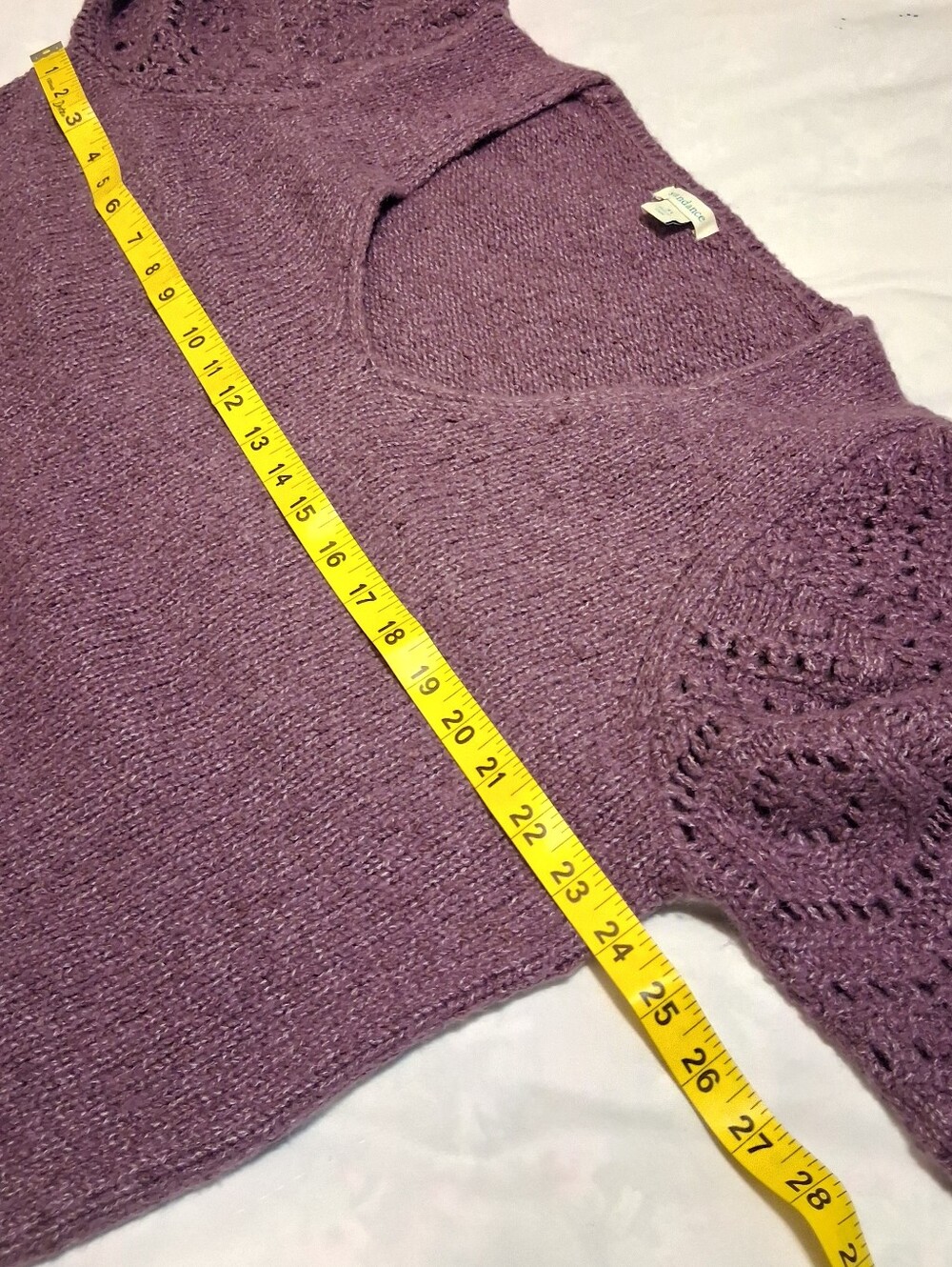 Sundance Yessica Sweater Open Knit Sleeve Women Purple XL Quiet Luxury Preppy - Picture 8 of 16